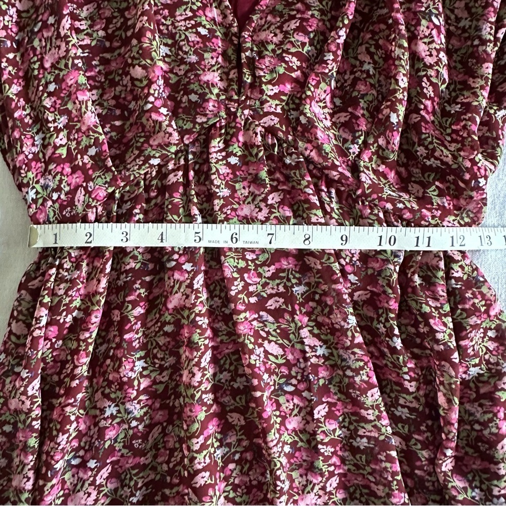 Entro Dress Womens S Floral Babydoll Maxi Boho V Neck Lined Short Sleeve Fairy - Picture 6 of 16